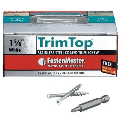 Trim Top Deck Screws, White Head, Stainless Steel, 1-5/8-In., 75-Ct.