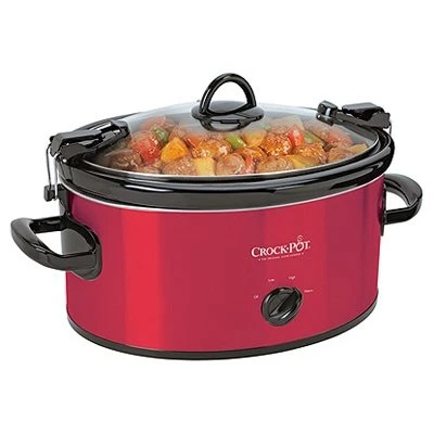 6-quart Red Oval Crock Pot Slow Cooker With Locking Lid