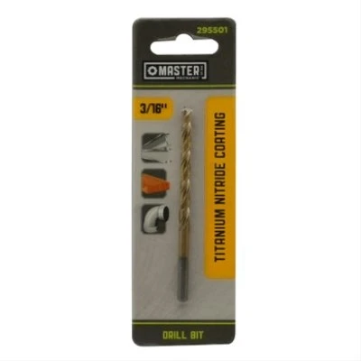3/16 x 3-1/2-In. High-Speed Steel Drill Bit, Titanium Nitride Coated
