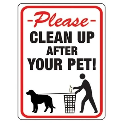 Clean Up After Your Pet Sign, 8.5 x 12-In.