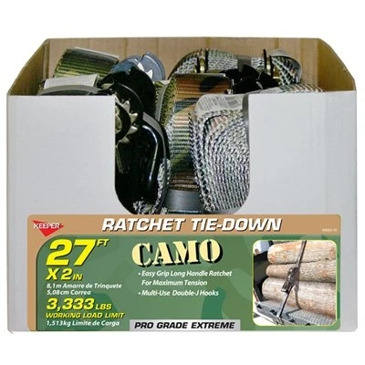 Ratchet Tie Down, Camo, 2-In. x 27-Ft.