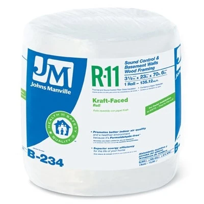 R11 Kraft Faced Fiberglass Insulation Roll, 3.5 X 23-in. X 70.5-ft., 135.12 Sq. Ft.
