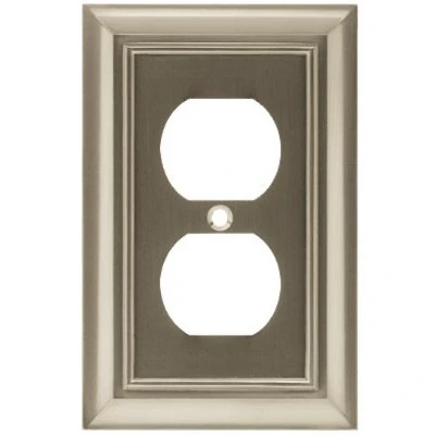 Duplex Wall Plate, 1-gang Architectural Design In Satin Nickel Zinc Finish