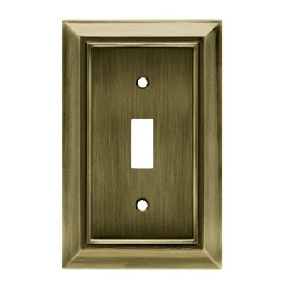 Toggle Wall Plate, 1-Gang, Architectural Style, Antique Brass Zinc Finish