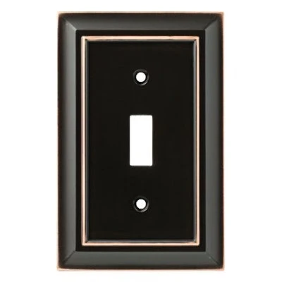 1-gang Architectural Toggle Wall Plate In Bronze With Copper Highlights - Zinc Construction