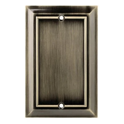 Blank Wall Plate, 1-Gang, Architectural, Antique Brass Zinc