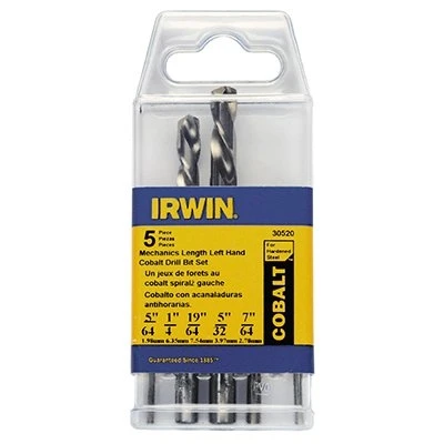 Cobalt Left-hand Drill Bits Set, 5-piece Mechanics Length