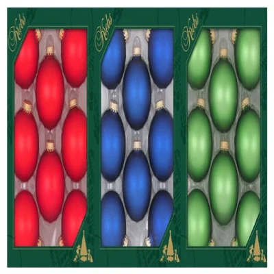 Velvet Solids Glass Ornaments, 2-5/8 In., 8 Ct., Assorted Colors, Window Box