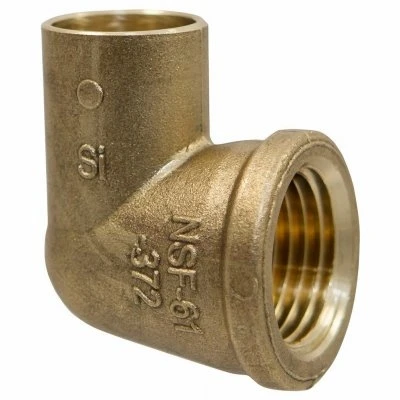 Copper Pipe Elbow, 90 Degrees, 1/2 In. CxF