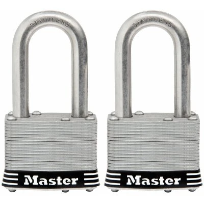 Keyed Laminated Padlocks, 1-3/4 In.,  1.5-In. Long Shackle, 2-Pk.