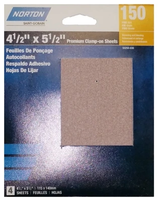 Clamp-on Sanding Sheets, 220 Grit, 4-pk, For 1/4 Sheet Palm Sanders