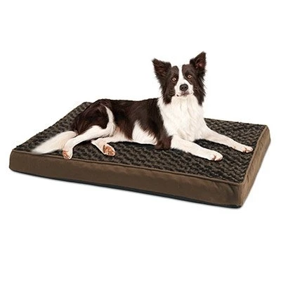 Orthopedic Dog Bed With Egg-crate Cushion, Brown Fabric, 27 X 36 X 3 Inches