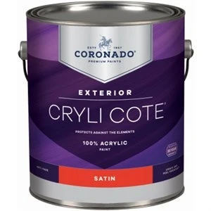 Cryli-Cote Exterior Paint, White, Satin Tintable, Gallon