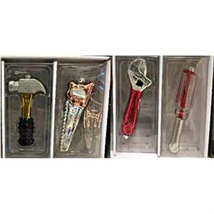 Assorted Glass Tool Ornaments - Hammer, Hand Saw, Wrench & Screwdriver - 4 Styles