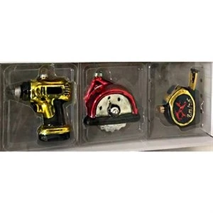 Assorted Glass Tool Ornaments - Power Drill, Power Saw & Measuring Tape - Christmas By Krebs