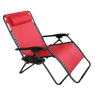 Verona Xl Zero Gravity Chair With E-coated Steel Frame And Detachable Tray - Red