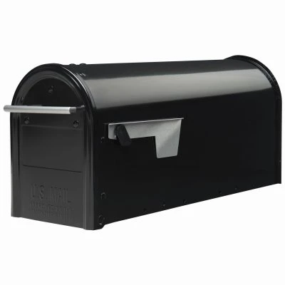 Franklin Post-Mount Mailbox, Medium, Black Steel/Nickel Accents
