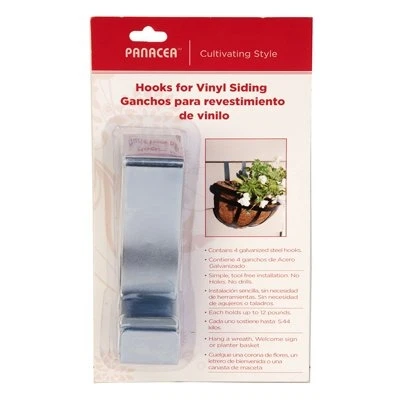 Vinyl Siding Hooks, 4-pk, Galvanized Steel, Holds Up To 12 Lbs Each