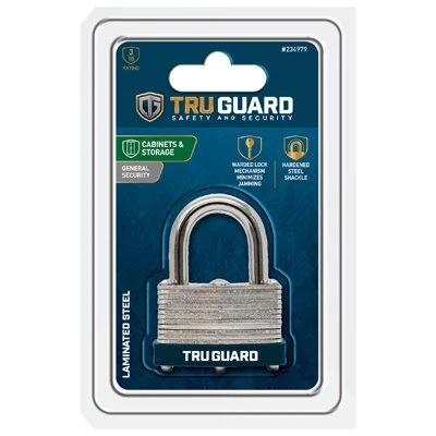 Keyed Padlock, Warded Steel, 1.75-In.