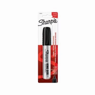 King Size Permanent Marker, Black, Felt Tip, Industrial Strength, 4 Pk