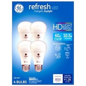 Refresh LED HD Light Bulbs, Daylight, 10.5 Watt, 4-Pk.
