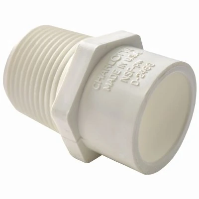 Schedule 40 PVC Reducing Male Adapter, White, 1-1/4 In. Slip x 1-1/2 In. MIP