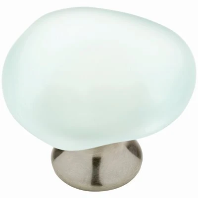 Seaglass Aqua Cabinet Knob with Satin Nickel Finish, 1.5 Inch Diameter