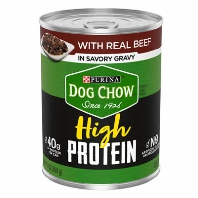 High Protein Beef and Gravy Dog Food, 13 Ounce Can