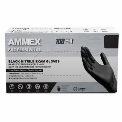 Medical Exam Nitrile Gloves, Latex Free, Black, Medium, 100-Ct.