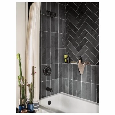 Banbury Posi-Temp Single Handle Tub / Shower Faucet + Spray Head, Matte Black