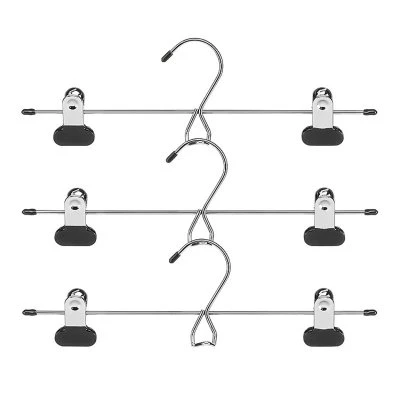 Add-On Skirt/Slacks Hangers, Metal w/ Vinyl Clips, 3-Pk.