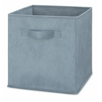 Fabric Storage Cube, Collapsible, Light Blue, 10.5 x 10.5 x 11 In.