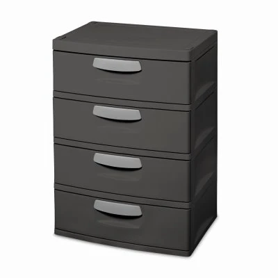 4 Drawer Storage Unit - Flat Gray, Titanium Handles, 35-3/4 x 25-5/8 x 19-1/4 In.