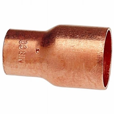 Copper Pipe Reducer Coupling With Stop, 1/2 x 3/8-In. CxC