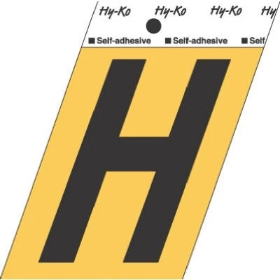 House Address Letter H, Black/Gold Aluminum, Adhesive, 3.5-In.