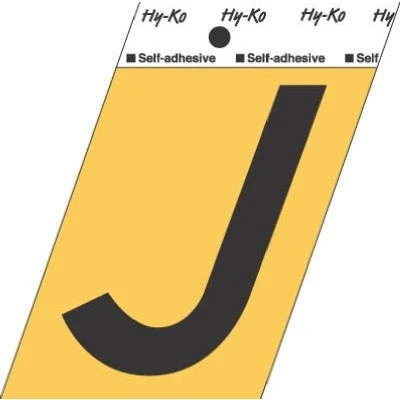 House Address Letter J, Black/Gold Aluminum, Adhesive, 3.5-In.