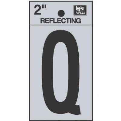 House Address Letter Q, Reflective Black/Silver Vinyl, Adhesive, 2-In.