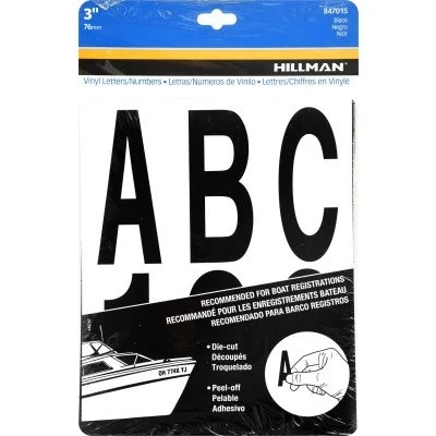 Adhesive House Letter & Number Pack, Black Vinyl, 3-In.