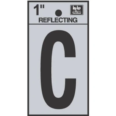 House Address Letter C, Reflective, Black Vinyl Adhesive, 1-In.