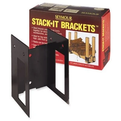 Stack It Fireplace Bracket Set - Steel Fixtures For Firewood Storage Racks