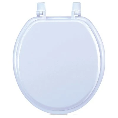 White Wood Molded Toilet Seat, Round, 17-In.