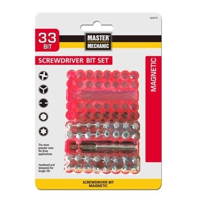 33-piece Screwdriver Bit Set With Magnetic Holder And Plastic Case
