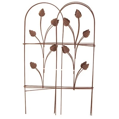 Panacea 89363 Brown Garden Fence, 32-inch X 8-ft, Powder-coated Steel With Leaf Detail