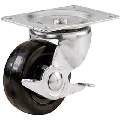 Swivel Plate Caster, Side Brake, Polypropylene Wheel, 2-In.
