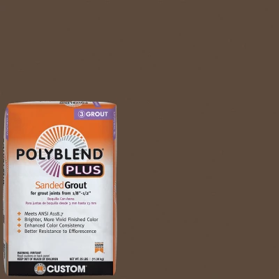 Polyblend Plus Sanded Grout in Coffee Bean Color, 25 Pound Bag