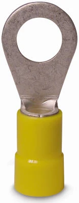Ring Terminal, Vinyl Insulated Barrel, Solderless, 12-1/4 Stud, 12-10 AWG, 14-Pk.