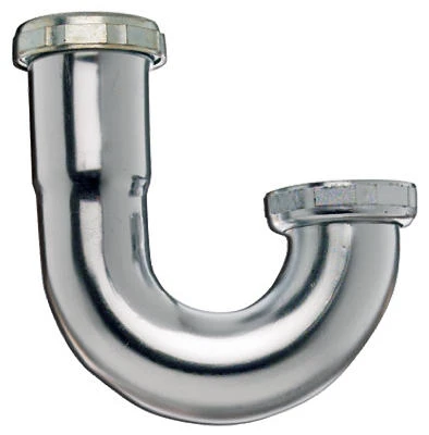 Sink Trap J-Bend, With Clean Out, Chrome Plated, 1-1/4 x 1-1/4 In.