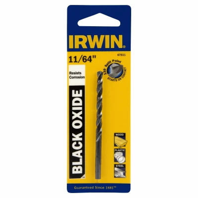 Black Oxide High-Speed Steel Drill Bit, Jobber Length, 11/64 In.