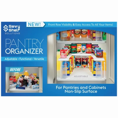 Savvy Shelf Adjustable Pantry Organizer 16-20" Width, 8-12" Height, 10-14" Depth
