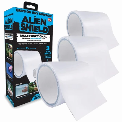 Leak Repair & Sealing Tape, Waterproof, Transparent, 3 Rolls Total 15 Ft. x 4-In. Wide